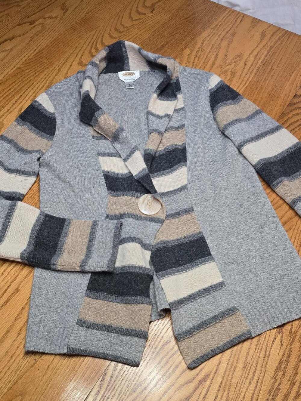 Talbots Wool Blend Long Sleeve Multi Color Cardigan Women Size Small Gray